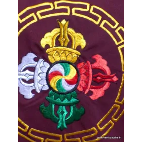 Housse de coussin Dorjé vajra brodé bordeau - Housse de coussin bouddhiste