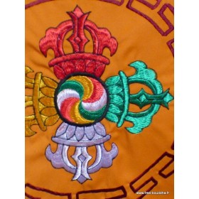 Housse de coussin Dorjé vajra brodé safran Housse de coussin bouddhiste HCB3