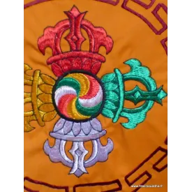 Housse de coussin Dorjé vajra brodé safran - Housse de coussin bouddhiste
