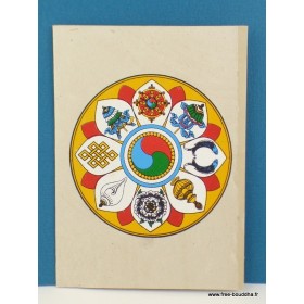 Carte postale 8 signes auspicieux Cartes postales bouddhistes CPT8-a