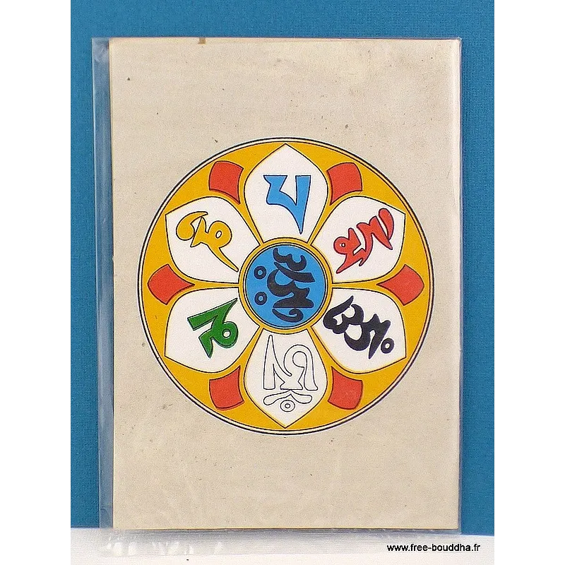 Carte postale tibétaine Mantra de Chenrezi - Cartes postales bouddhistes