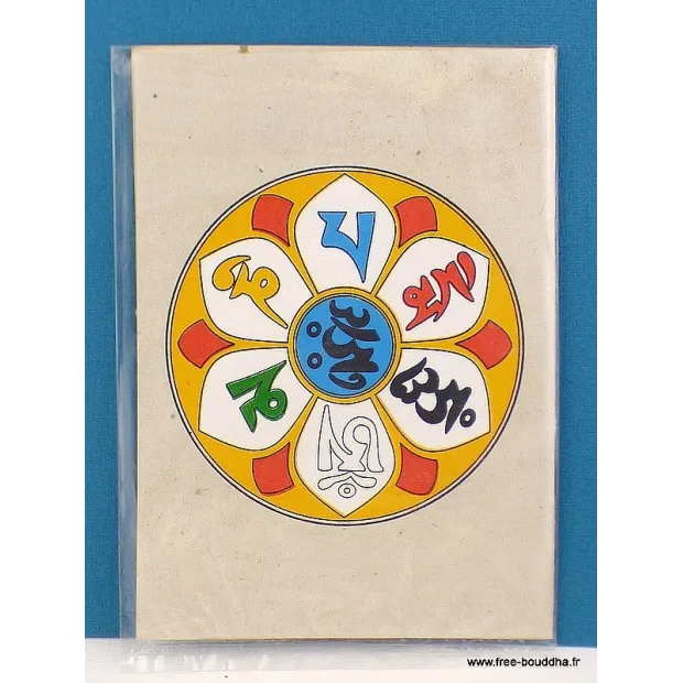 Carte postale tibétaine Mantra de Chenrezi - Cartes postales bouddhistes