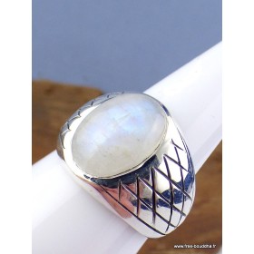 Bague chevalière pour Homme en Pierre de lune Bagues pierres naturelles KB19