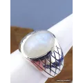 Bague chevalière pour Homme en Pierre de lune - Bagues pierres naturelles