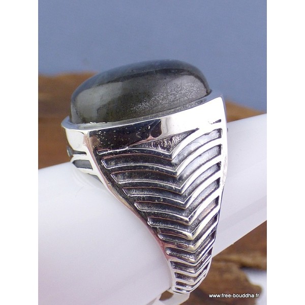 Chevalière pour HOMME en Labradorite Bijoux en Labradorite Bleue BEE51 / kb29