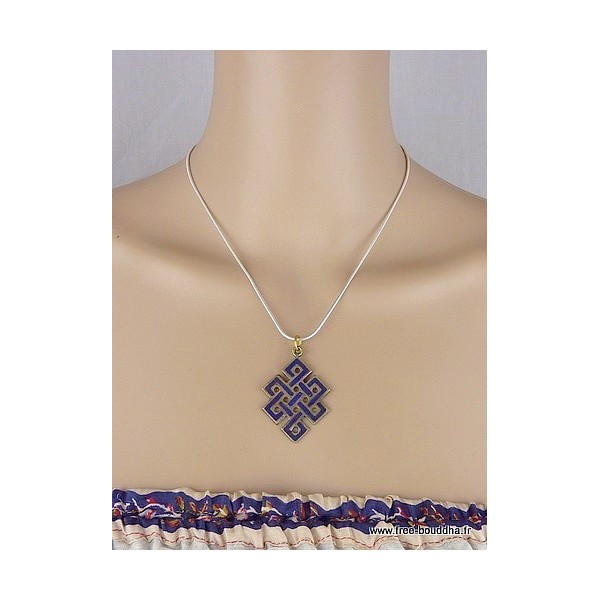 Pendentif Noeud sans fin en lapis lazuli Pendentifs tibétains bouddhistes ref 3505