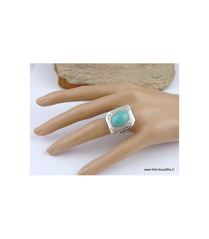 Bague TOUAREG en TURQUOISE T 59 63 Bijoux ethniques Touareg TOUA52