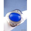 Bague ethnique Touareg Calcédoine bleu T 59 Bijoux ethniques Touareg TOUA48