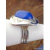 Bague ethnique Touareg Calcédoine bleu T 59 Bijoux ethniques Touareg TOUA48