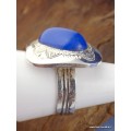 Bague ethnique Touareg Calcédoine bleu T 59 Bijoux ethniques Touareg TOUA48