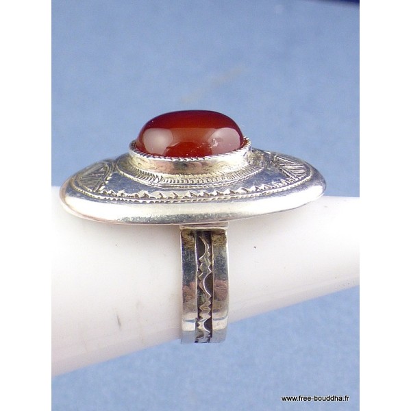 Bague Touareg argent et Cornaline T 53 Bagues pierres naturelles TOUA75