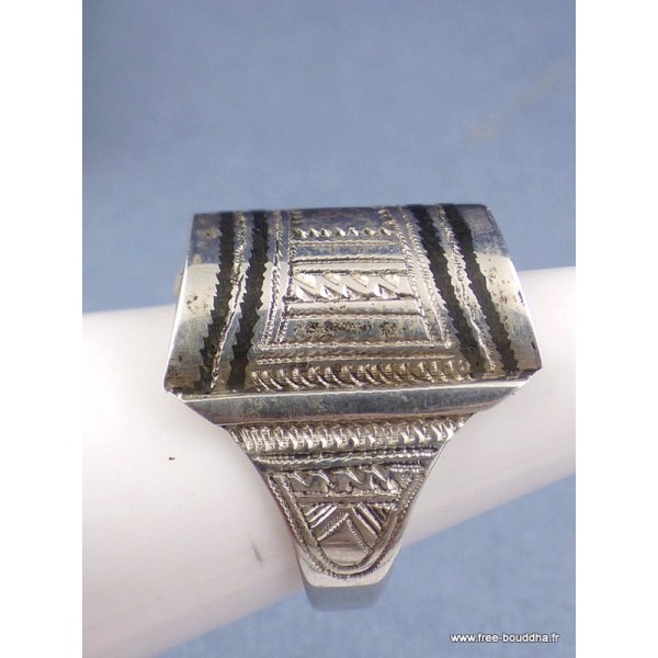 Bijou Bague Touareg argent ébène T 59 Bijoux ethniques Touareg TOUA80