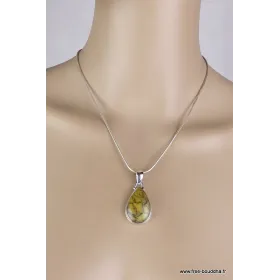 Pendentif goutte Opale dendritique australienne - argent 925 - Pendentifs pierres naturelles