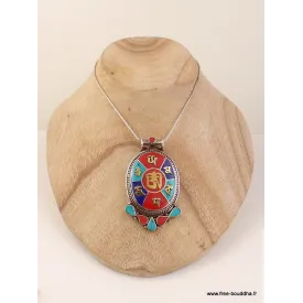 Pendentif tibétain Om et mantra de Chenrezi - Pendentifs tibétains bouddhistes