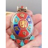 Pendentif tibétain Om et mantra de Chenrezi Bijoux tibetains bouddhistes FC2