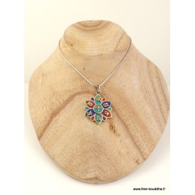 Petit pendentif tibétain – Yeux du Bouddha & mantra de Chenrezi