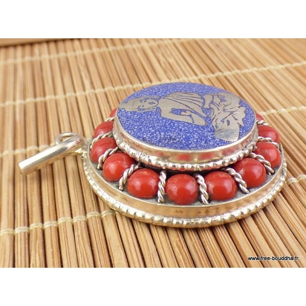 Pendentif tibétain Bouddha en méditation Bijoux tibetains bouddhistes FC7