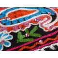 Pashmina noir brodé fils et perles - Châles en laine faits main
