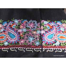 Pashmina noir brodé fils et perles Nos Châles LJ29