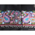 Pashmina noir brodé fils et perles - Châles en laine faits main