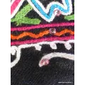 Pashmina noir brodé fils et perles - Châles en laine faits main