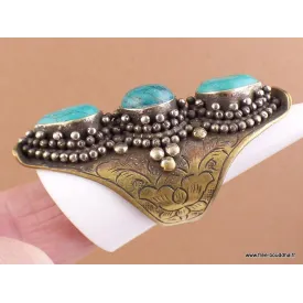 Grosse bague tibétaine 3 Turquoise - Bagues tibétaines bouddhistes