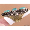 Grosse bague tibétaine 3 Turquoise Bagues tibétaines bouddhistes GBTU