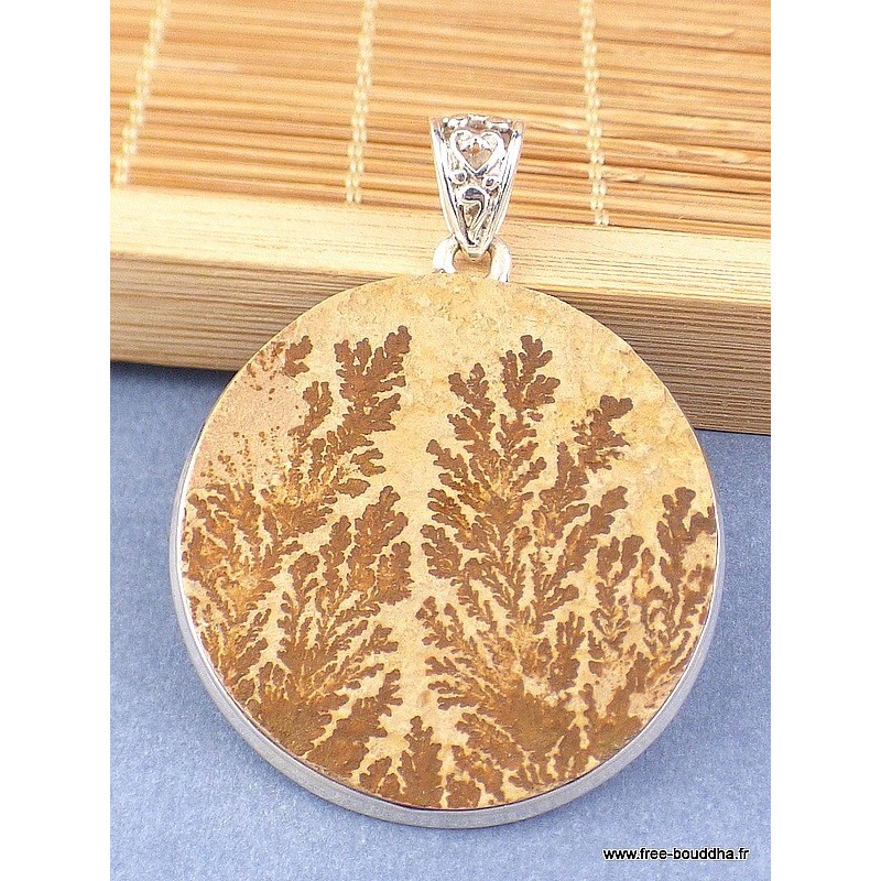 Pendentif rond en Psilomelane Pendentifs pierres naturelles WL16