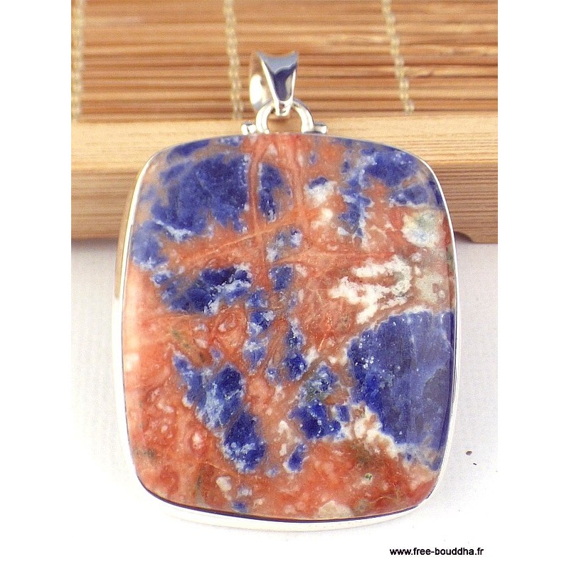 Grand pendentif Sodalite orange carré Pendentifs pierres naturelles WL29.1