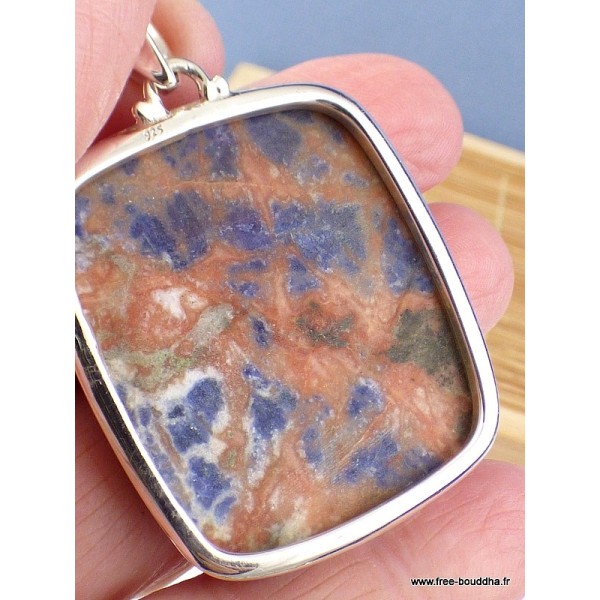 Grand pendentif Sodalite orange carré Pendentifs pierres naturelles WL29.1