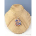 Grand pendentif Sodalite orange carré - Argent 925 - Pendentifs pierres naturelles