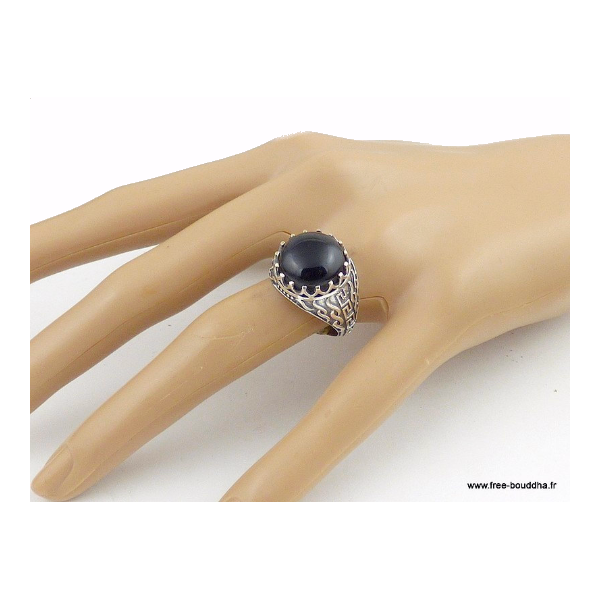 Bague Homme Onyx noir T60 Bagues pierres naturelles QC25