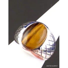 Bague Chevalière pour Homme en Oeil de Tigre argent 925 - Bagues pierres naturelles