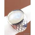Bague chevalière pour Homme en Pierre de lune - Bagues pierres naturelles