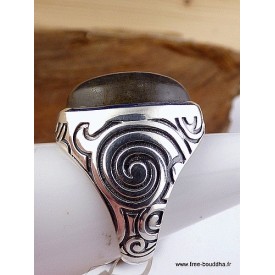 Labradorite bleue bague homme argent 925, chevalière artisanale certifiée