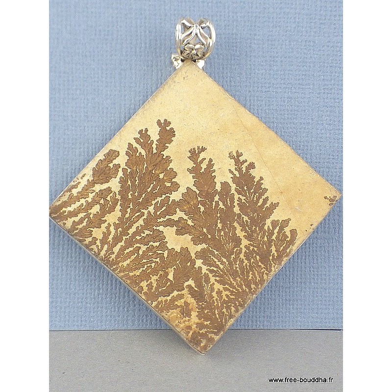 Pendentif frome losange en PSILOMELANE DENDRITE Pendentifs pierres naturelles TA5.5