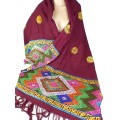 Châle de lama bouddhiste en soie et broderies Grand Châle népalais 100 x 200 cm CHAB1