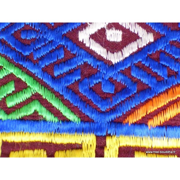 Châle de lama bouddhiste en soie et broderies Grand Châle népalais 100 x 200 cm CHAB1