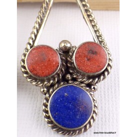 Boucles d'oreilles tibétaines métal et résine