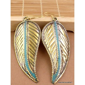 Boucles d'oreilles ethniques forme feuille Boucles d'oreilles tibétaines LBOT22