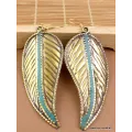 Boucles d'oreilles tibétaines ethniques forme feuille - Boucles d'oreilles tibétaines