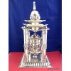 Rare Moulin à prières 4 piliers plaqué argent 30 CM Moulins à Prières tibétains MAPT3