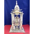 Rare Moulin à prières 4 piliers plaqué argent 30 CM - Moulins à Prières tibétains