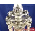 Rare Moulin à prières 4 piliers plaqué argent 30 CM - Moulins à Prières tibétains