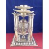 Rare Moulin à prières 4 piliers plaqué argent 30 CM Moulins à Prières tibétains MAPT3