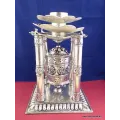 Rare Moulin à prières 4 piliers plaqué argent 30 CM - Moulins à Prières tibétains