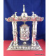 Rare Moulin à prières 2 piliers plaqué argent 27 CM Moulins à Prières tibétains MAPT4
