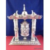 Rare Moulin à prières 2 piliers plaqué argent 27 CM Moulins à Prières tibétains MAPT4
