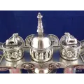 Rare Moulin à prières 2 piliers plaqué argent 27 CM - Moulins à Prières tibétains