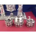 Rare Moulin à prières 2 piliers plaqué argent 27 CM - Moulins à Prières tibétains